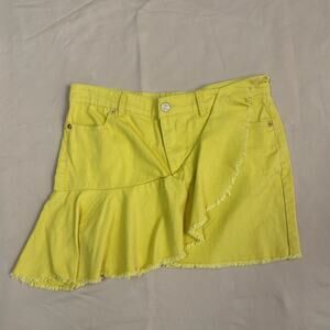 Love Tree Denim Womens Yellow Ruffle Wrap Mini Skirt Size Medium